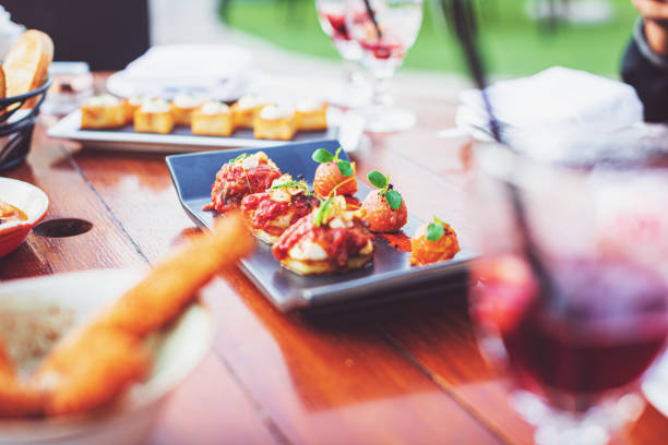 Delicious Hot and Spicy Appetizer served at an outdoor open bar restaurant