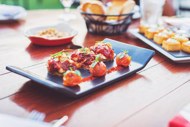 Delicious Hot and Spicy Appetizer served at an outdoor open bar restaurant