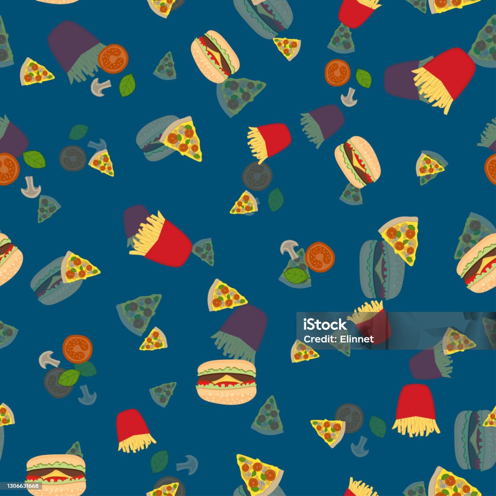 Background Css Food Repeat Fast Food Repeat Pattern On Dark Blue Stock Illustration - Download ...