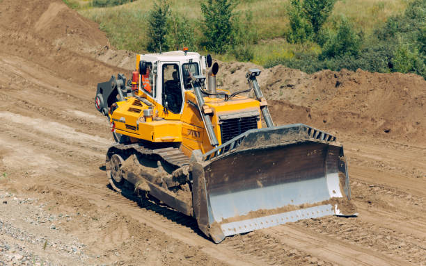 istock Track-type bulldozer. Earth-moving equipment. 1306638992