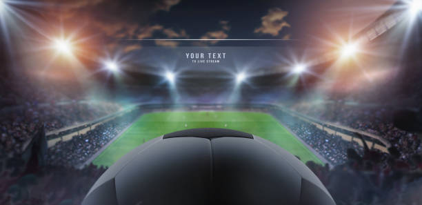 Soccer game in the stadium - template background screen Soccer game in the stadium - template background screen match lighting equipment photos stock pictures, royalty-free photos & images