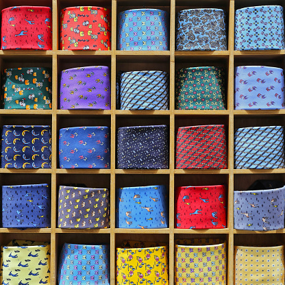 Modern Silk Ties Collection in Square Rack