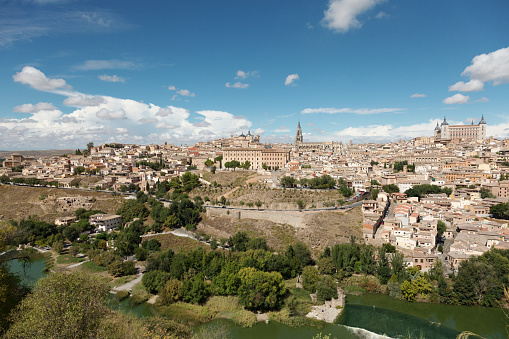 Panoramic view of Toledo against cloudy sky