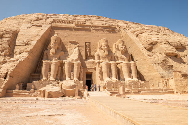 Abu Simbel temple, ancient Egypt The Front of the Abu Simbel Temple, Aswan, Egypt, Africa rameses ii stock pictures, royalty-free photos & images