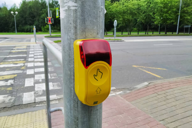 istock Traffic light button at a pedestrian crossing 1306650781
