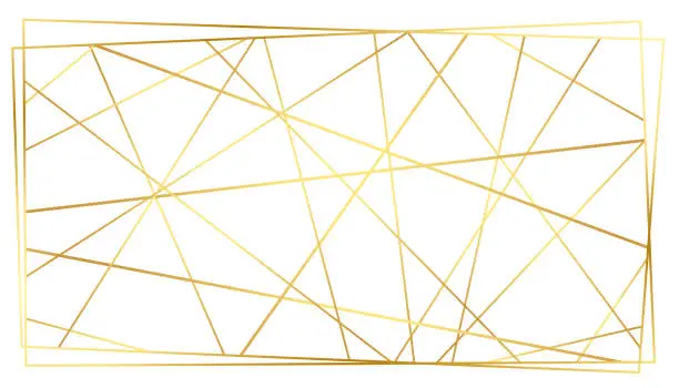 Modern contemporary art-deco style gold polygonal line pattern