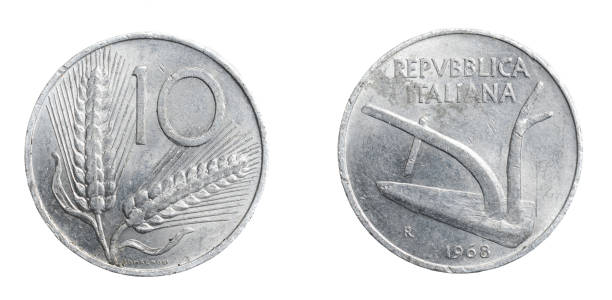istock Italy ten lira coin on a white isolated background 1306655608