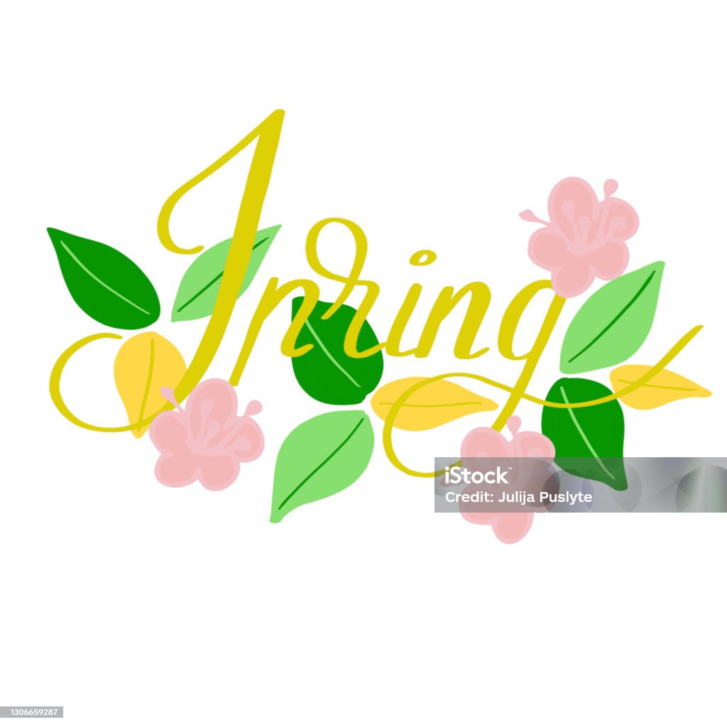 Spring Lettering Art Spring Lettering Stock Illustration - Download Image Now - Abstract ...