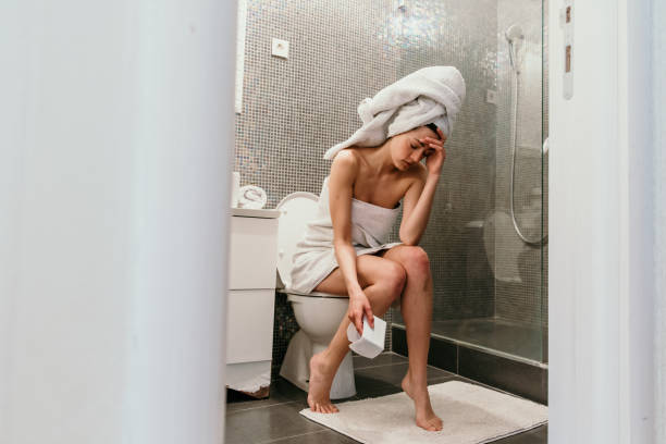 istock Painful stomach mornings and preparation for the work 1306660182