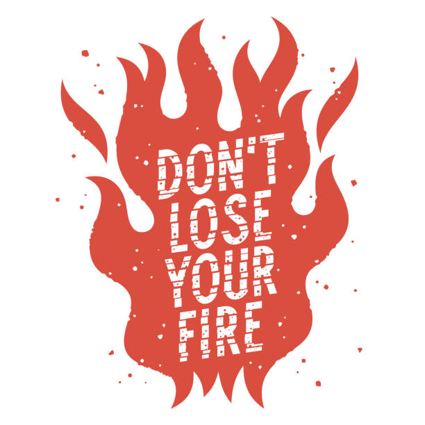 ateş alevi ve trendy sloganı - yangın stock illustrations