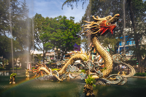 Dragon sculpture in Chinatown of Ho Chi Minh, Vietnam