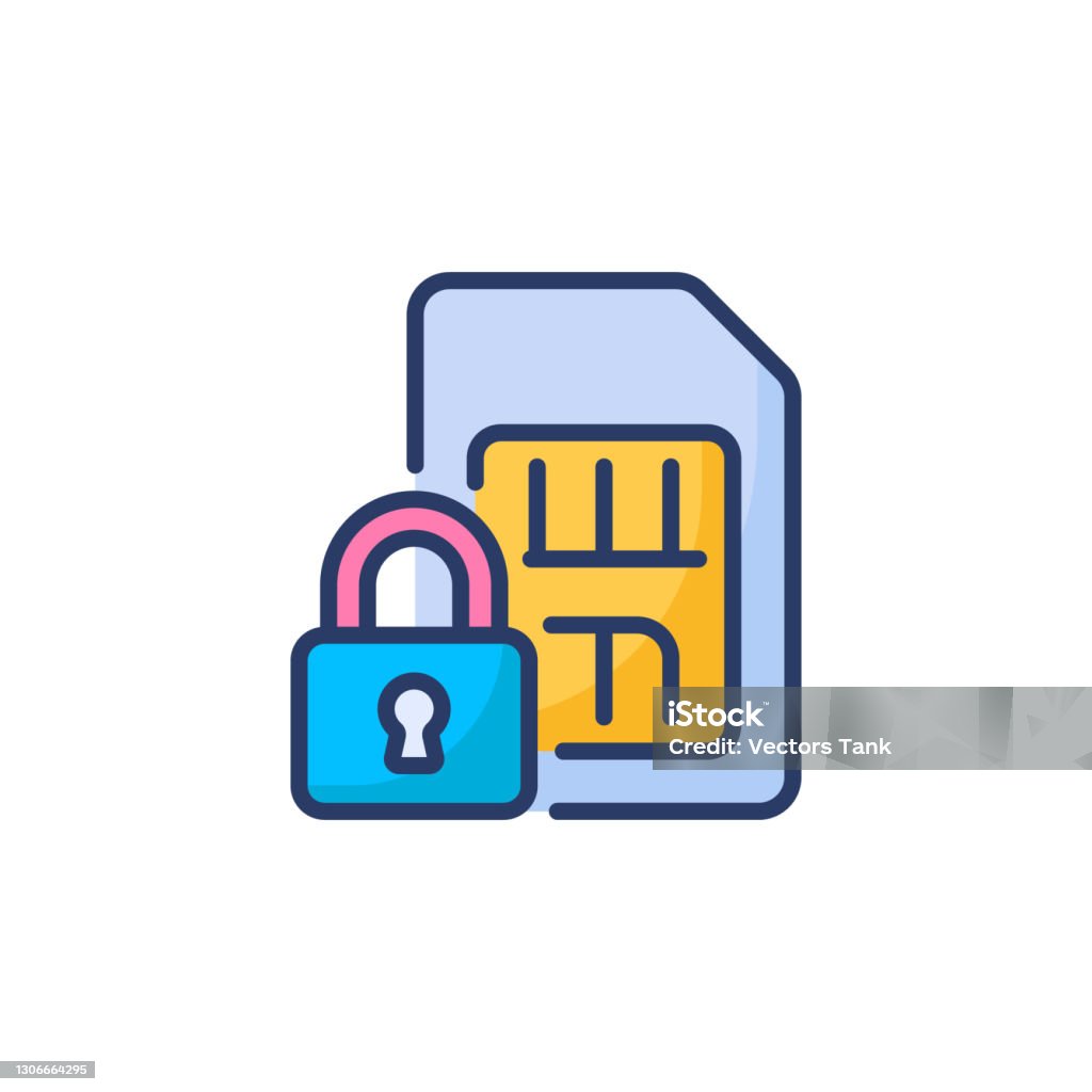 Sim Lock Sticker Sim Lock Stock Illustration - Download Image Now - Cut Out, Flat Design ...