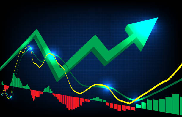 istock abstract futuristic technology background of MACD oscillator market graph volume indicator 1306668405