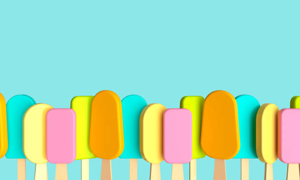 istock Summer blue poster with ice cream. 3d rendering 1306670222