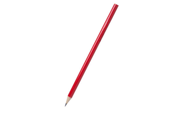 isolato di matita rossa su sfondo bianco con percorso di ritaglio. - pencil black sharp color image foto e immagini stock