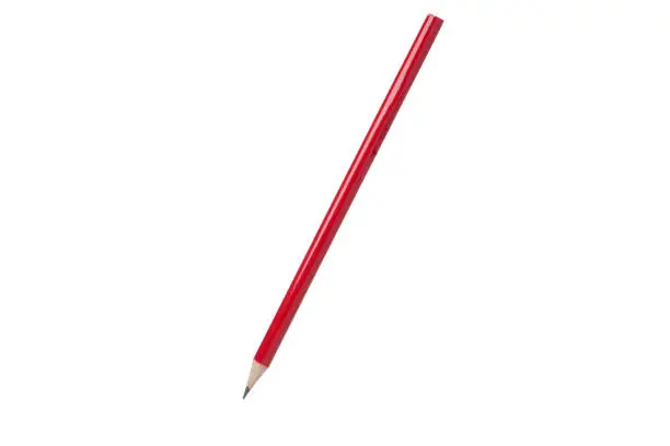 Photo of Isolated of red pencil on white background with clipping path.