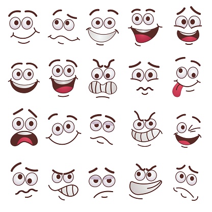 Trendy Funny Faces Flat Pictures Set Stock Illustration - Download ...