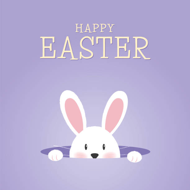 illustrations, cliparts, dessins animés et icônes de carte de voeux de pâques avec le lapin et les oeufs. - easter egg pastel colored text easter