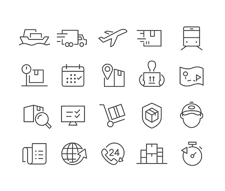 Editable Stroke - Logistics Icons - Line Icons
