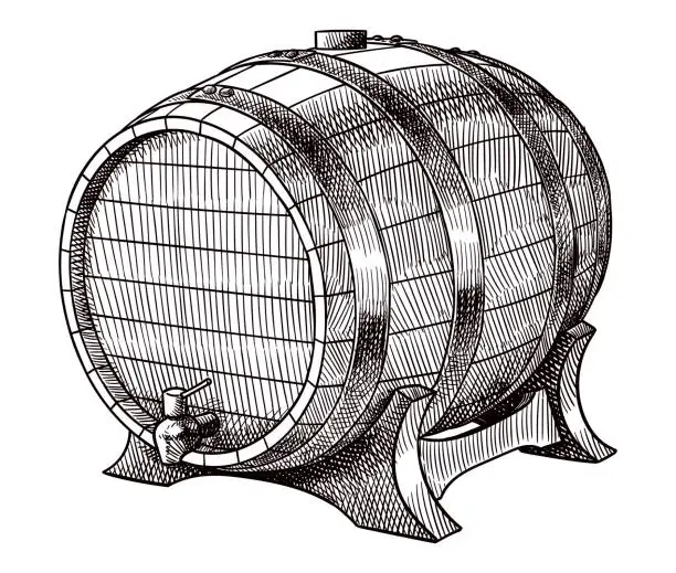 Vector illustration of Vector drawing of a wine barrel