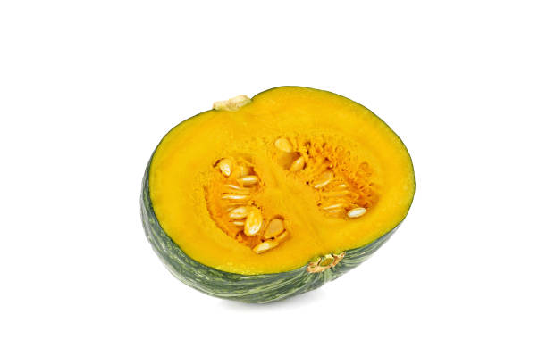 istock Sliced Japanese pumpkin isolated on white 1306679140