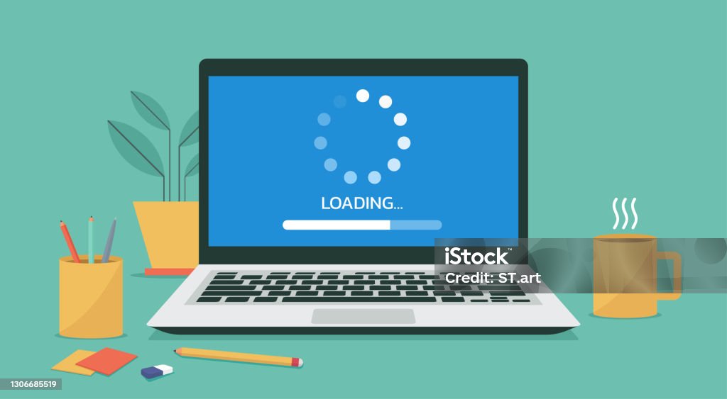 Loadable Software Images System Software Loading Process On Laptop Stock Illustration - Download ...