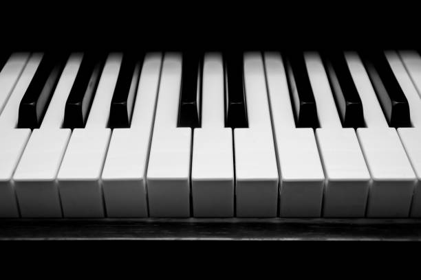 istock Black and white close-up of keyboard 1306686903