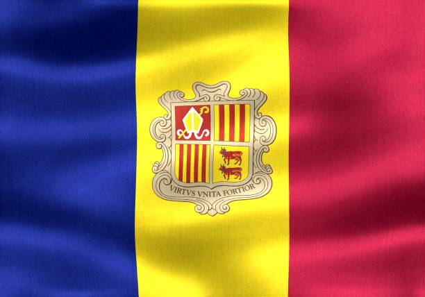 istock Andorra flag - realistic waving fabric flag 1306688184
