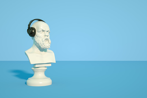 3d rendering of Bust Sculpture with Headphones
