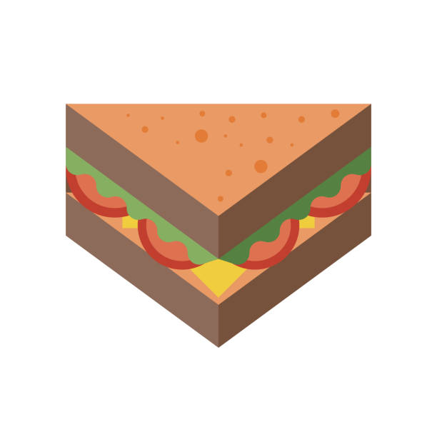 illustrations, cliparts, dessins animés et icônes de graphisme de restauration rapide de sandwich triangle dans l’appartement - club sandwich picto