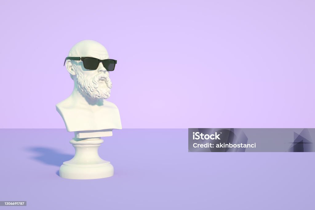 Bust Sculpture with Sunglasses 3d rendering of Bust Sculpture with Sunglasses Advertisement Stock Photo