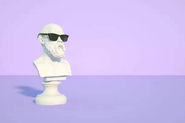 3d rendering of Bust Sculpture with Sunglasses