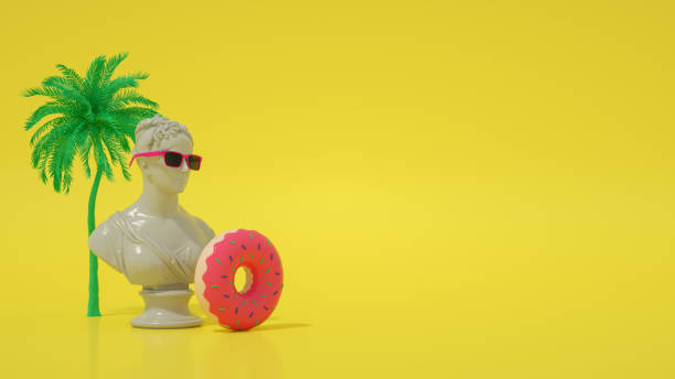 istock Bust Sculpture with Sunglasses, Summer Holiday Background 1306693886
