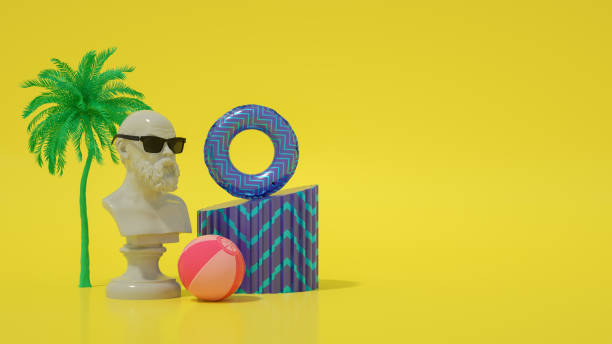 istock Bust Sculpture with Sunglasses, Summer Holiday Background 1306694063