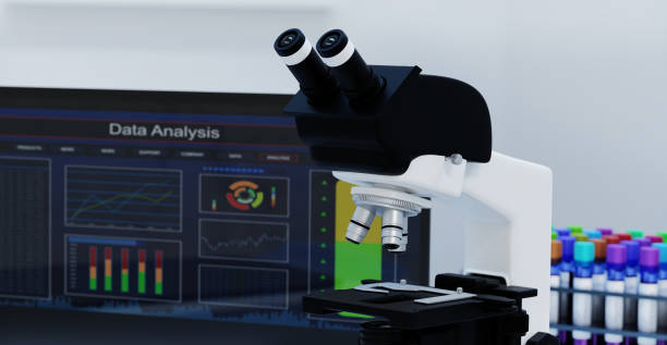 istock Medical laboratory science research background. 3d render. 1306697610