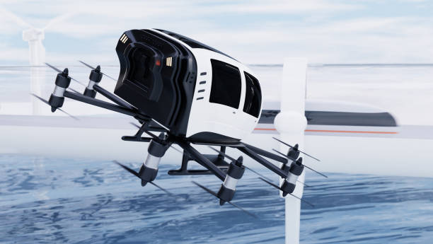 istock Future technology futuristic transport with hyperloop and logistic drone on the ocean. Future clean energy. 3d render. 1306698763