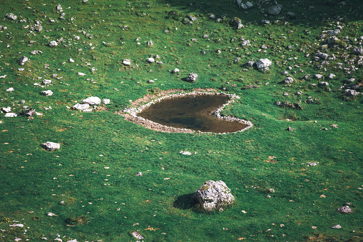 Small puddle on a stone in Krasnoyarsk Pillars National park