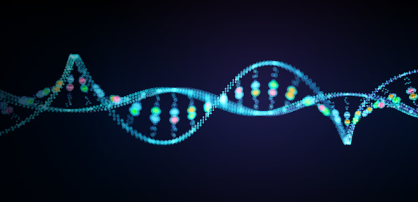 Layered illustration of DNA. Global colors used.