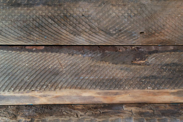 istock Old wooden background. Boards are eaten by bugs. 1306705351