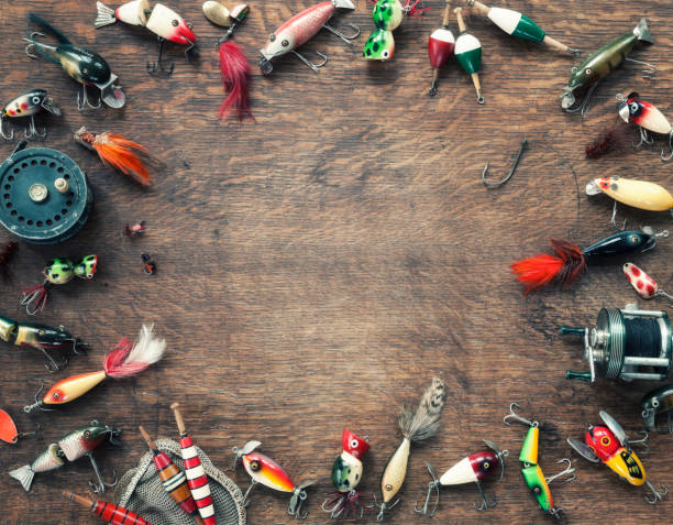 Vintage Fishing Tackle Frame Background