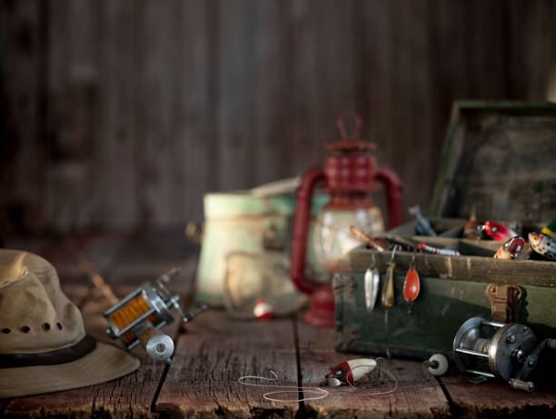istock Vintage Fishing Tackle Background 1306706352