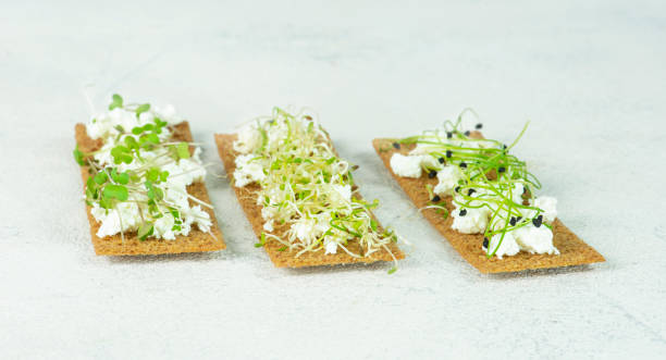 istock Healthy cheese bread sandwiches and microgreens. 1306706521