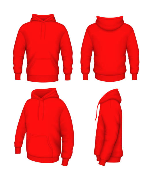 illustrations, cliparts, dessins animés et icônes de ensemble red hoodie - shirt cotton textile contemporary