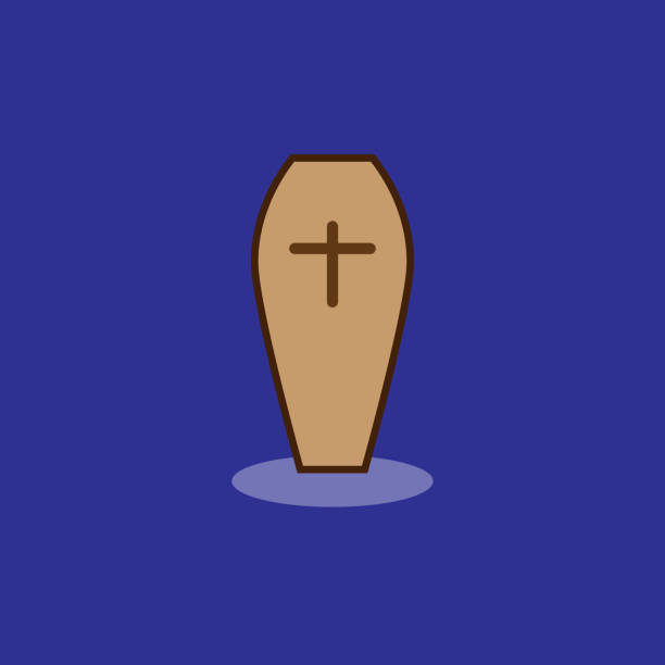 istock Christian coffin flat icon. Religion mourning ceremony symbol. Logo design element 1306710098