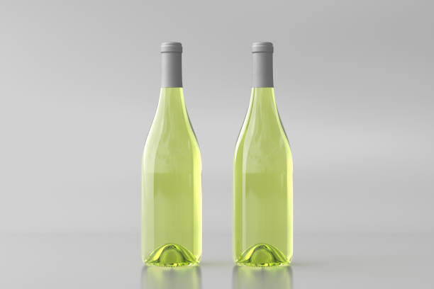 istock Two white wine bottles 750ml mock up on white background. 1306712322