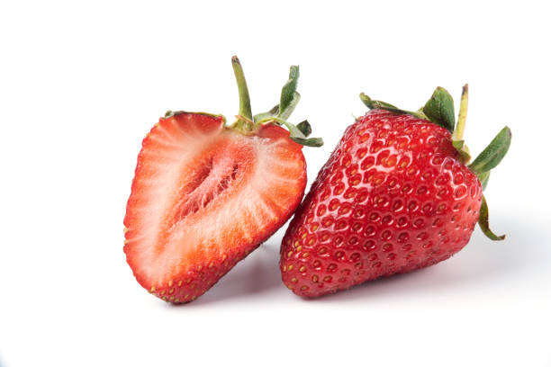 istock Red strawberries isolated on white background zoom 1306713826