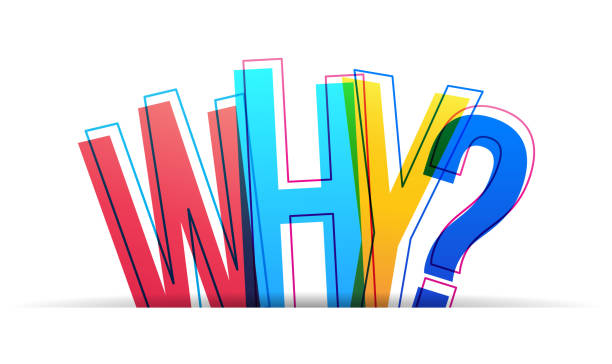 ''why?'' frage isoliert auf weißem hintergrund - decisions customer business asking stock-grafiken, -clipart, -cartoons und -symbole