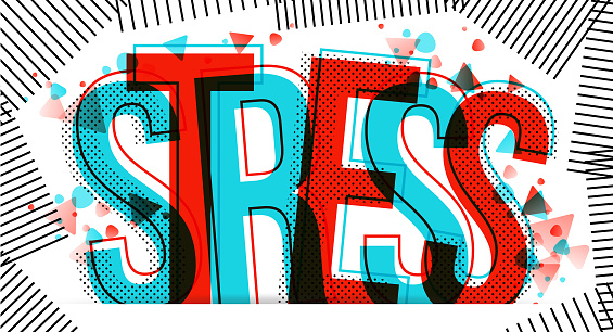 Overlapping red-blue letters with the shadow at the bottom. Horizontal banner or header for the website. Vector illustration.