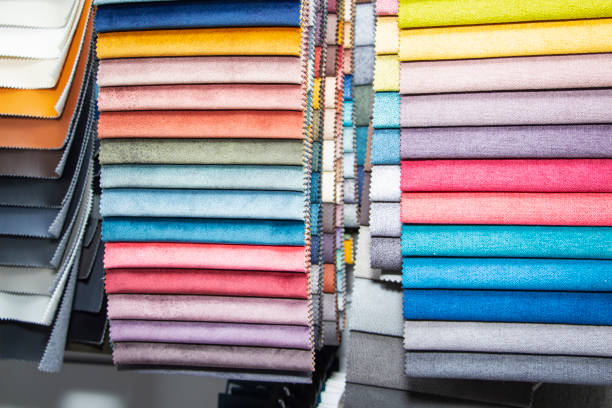 istock A set of fabric samples for furniture finishing. Multicolored upholstery stripes. 1306715607