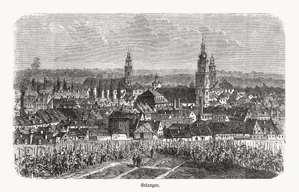 istock Historical view of Erlangen, Bavaria, Germany, wood engraving, published 1893 1306715674